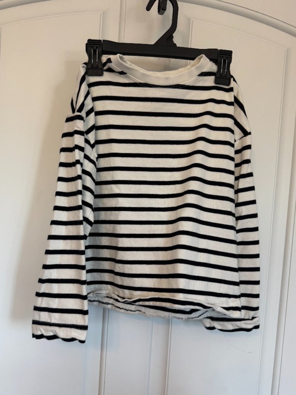 8-9 Zara Girl Heavy Cotton Long Sleeve Striped Shirt/ Light Sweater Black Ivory